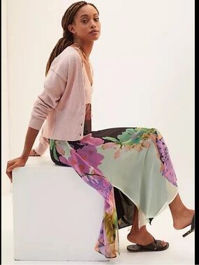 Eva Franco Floral Midi Skirt - Orchid Bloom